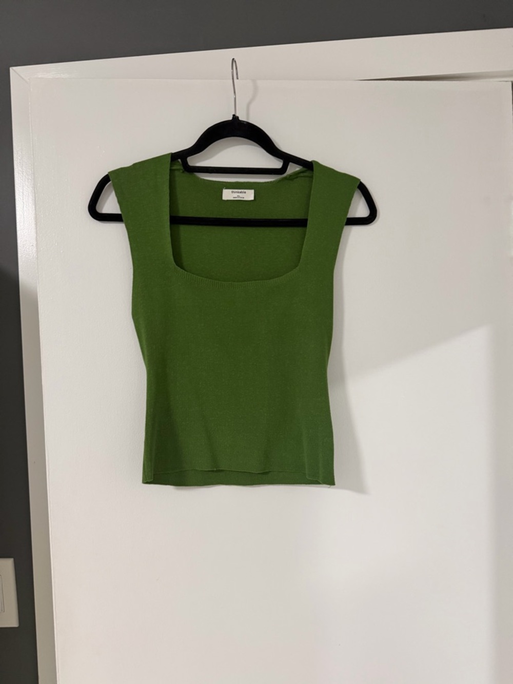 Olive Green Square Neck Knit Tank
